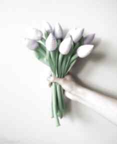 Tulipany, kwiatki, bukiet - wiosna - z materiału, wazon dom