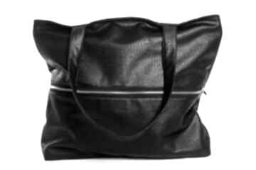elegancka z nubuku tapicerskiego na ramię torebki bags philosophy torba, czarna, zamkiem