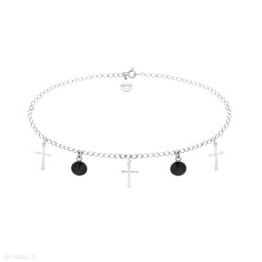 Srebrny choker krzyżykami czarnymi kryształami swarovski® crystal