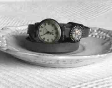 Biżuteria zegarek bransoletka - złoto skóra stary zegarki