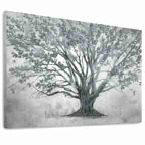 Obraz do salonu drukowany na płótnie z drzewem w odcieniach turkusu 120x80 02646 ludesign