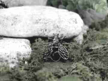 Stalowy wisior z obsydianem owad cykada #258 wisiorki metal earth