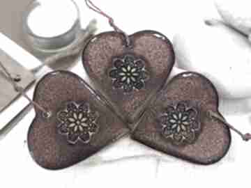 Ceramiczne ozdoby choinkowe serca - lawa dekoracje świąteczne fingers art