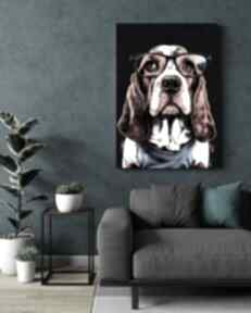 Portret psa hipsterskiego - abby wydruk na 50x70 cm B2 justyna jaszke basset, pies, hipster