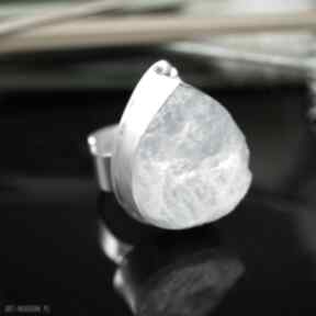 Srebrny pierścionek "kropla lodu" branicka art, akwamaryn, duży, srebro, regulowany