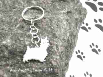 Australijski silky terrier srebro próby 925 brelok nr 49 breloki frrodesign, z psem