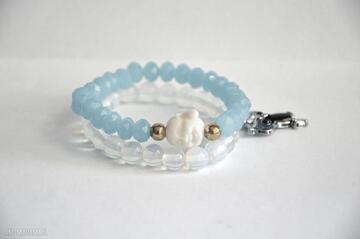 Biały budda w błękitnych kryształach bracelet by sis, koral, glamour, nowość, prezent