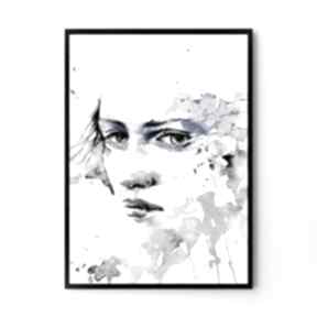 Plakat obraz B1 - 70x100 cm hogstudio kobieta, grafika, dom, wnętrze