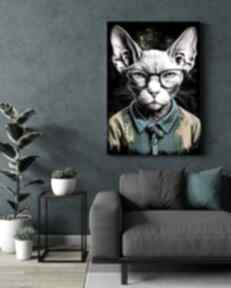Portret kota hipsterskiego - zigi wydruk na płótnie 50x70 cm B2 dekoracje justyna jaszke kot