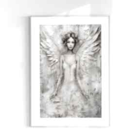 Anioł w delikatnych odcieniach beżu i bieli 40x50 cm 8-2 0041 plakaty raspberryem