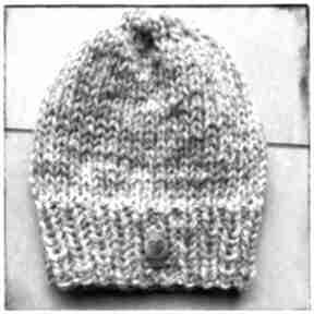 Ciepła robiona na drutach czapki handmade point smerfetka, zimowa