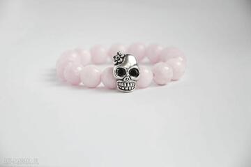 Bracelet by w różowych kamieniach sis czaszka, kamienie, marmur, różowy, prezent