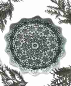 artystyczny talerzyk ceramika ana koronkowy, ozdobny talerz, z koronką, folkowe dodatki