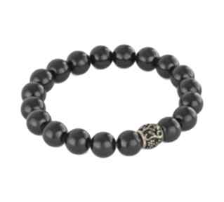 Black jade with bead jadeit koralik delikatna bransoletka gumce