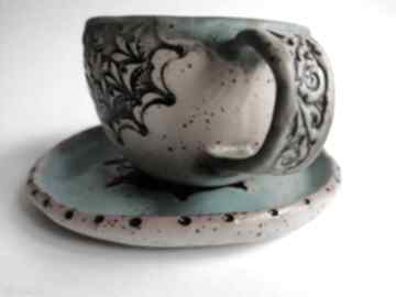 Komplet "mandala w turkusie" 1 ceramika eva art rękodzieło, filiżanka z gliny, kubek ceramiczny