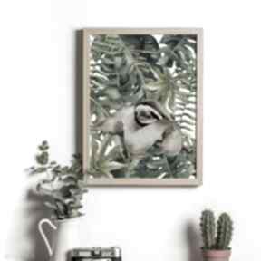 Plakat - leniwiec A3, 30x42 cm plakaty bednarczyk ilu, rośliny, liście, dżungla, pokój