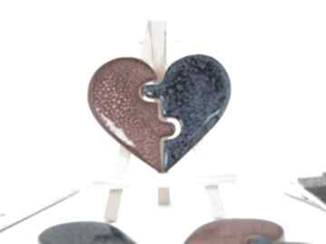 Magnes serce dwie połówki - prezent dla pary magnesy fingers art na lodówkę