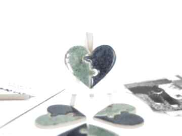 Ceramiczny magnes serce - dwie połówki ceramika fingersart - na prezent, szczęście, dla pary