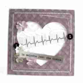 Serce - scrapbooking kartki jelonkaa ekg, walentynka, cerce, miłość, kwiaty