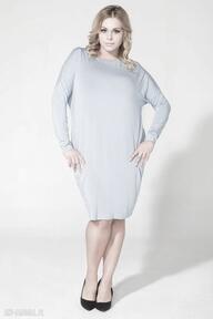 Sukienka ps 6 niebieski plus size, one tessita, dzianina, wiskoza, luźna, oversize