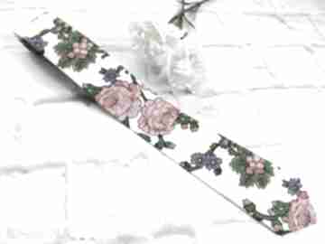 Krawat męski góralski kwiaty folk biały folklor wykonany