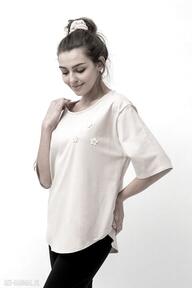 T-shirt asymetryczny damski "shakira" beż bluzki trzy foru wygodna, letnia na ramiączkach, top