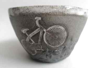 Duży kubek "rowerowe love" 1 ceramika eva art rękodzieło, z gliny, dekoracja wnętrza, użytkowa