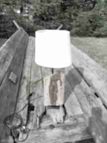 Rustykalna na stolik jaro blue0 drewniana, loftowa, lampa, lampka