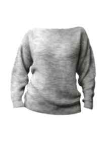 Oversizeowy sweter z fakturą, swe125 szary swetry lanti urban fashion luźny, elegancki