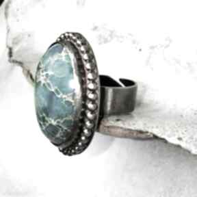 z lazurowym jaspisem a968 artseko turkusowy pierścionek, srebrny ozdobny niebieski owalny