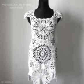 Ażurowa sukienka zamówienie the wool art, azur, biały, tunika
