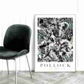 Pollock green silver - 40x50 cm plakaty hogstudio plakat, obraz, znani malarze, malarstwo