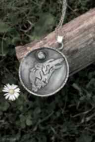 Wilk amulet naszyjniki dziki królik, srebro, labradoryt, minerały, prezent