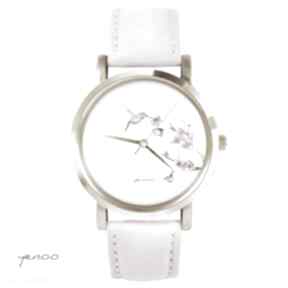pudrowy róż - złoty zegarki yenoo zegarek, bransoletka, skórzana, koliber, grafika