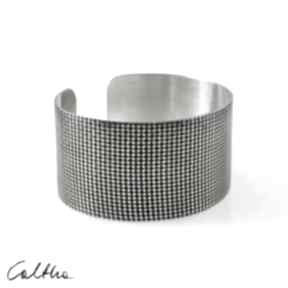 Kratka - metalowa bransoleta 2205-03 caltha, szeroka, regulowana minimalistyczna biżuteria