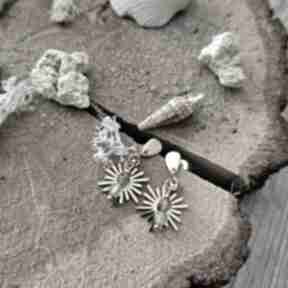 Świąteczny: kolczyki z agatem i reveal z kamieniami, z zawieszką, biżuteria pod choinkę