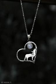Srebrny naszyjnik z wilczycą naszyjniki dziki królik z wilkiem, biżuteria z minerałami, wisior