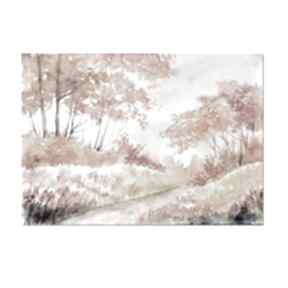 jesienny - obraz ręcznie aleksandrab akwarela, pejzaż malowany, las, do salonu