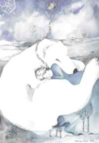 "polarny sen" obraz akwarelami i piórkiem artystki plastyka