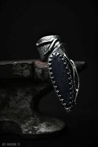 Pierścień z lapis lazuli dziki królik srebrny pierścionek, regulowana obrączka, srebro