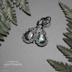 Kolczyki z labradorytami, stal chirurgiczna, wire wrapping agata rozanska