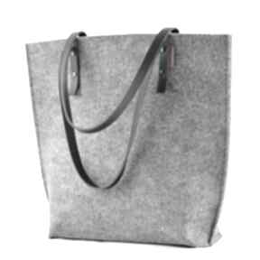 Duża filcowa torba ze skórzanymi rączkami - minimalistyczna