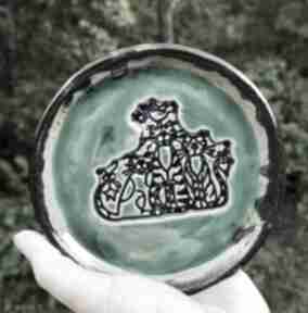 Ceramiczny talerzyk - koty, c520 ceramika shiraja podstawka na biżuterię, prezent, artystyczna