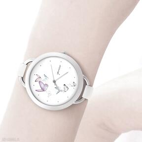 zegarki yenoo zegarek, bransoletka, skórzany, prosty, motyle, prezent