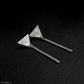Kolczyki trójkąty z patyczkami ze 925 bellamente wiszące, długie patyczki, trójkątne, dyndające