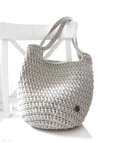 Klasyczna torba szydełkowa zakupy shopper bag sznurka miejska