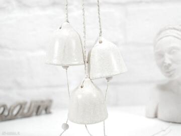 Prezent: 3 ceramiczne dzwonki choinkowe - piasek dekoracje świąteczne fingers art białe