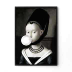 Plakat obraz dziewczyna z balonem 61x91 cm hogstudio nowoczesny, kobieta, ozdoba