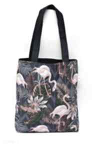 Torba na zakupy shopperka ekologiczna zakupowa ramię eko siatka bawełniana flamingi uszyciuch