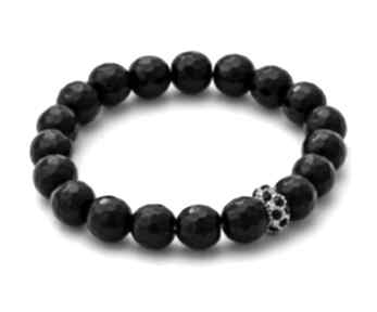 Onyx with jet crystal bead onyks koralik kryształek modna